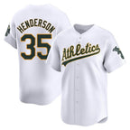 Silnrao Athletics #35 Rickey Henderson Player White Limited Home Stitched Jersey