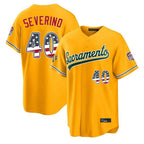 Silnrao Athletics #40 Luis Severino Player Gold USA 250 Fourth of July Home Game Stitched Jerseys