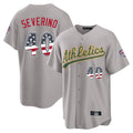 Silnrao Athletics #40 Luis Severino Player Gray USA 250 Fourth of July Home Game Stitched Jerseys