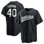 Silnrao Athletics #40 Luis Severino player Black&White Replica Stitched Jersey