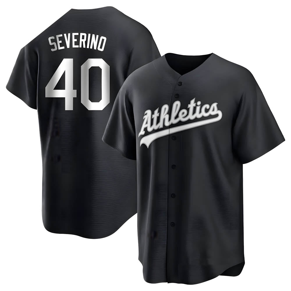 Silnrao Athletics #40 Luis Severino player Black&White Replica Stitched Jersey