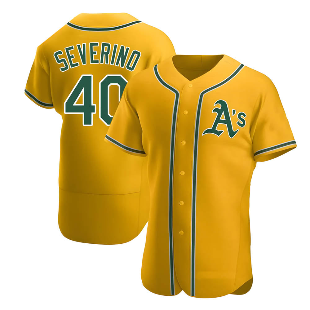 Silnrao Athletics #40 Luis Severino player Gold Authentic Alternate Stitched Jersey