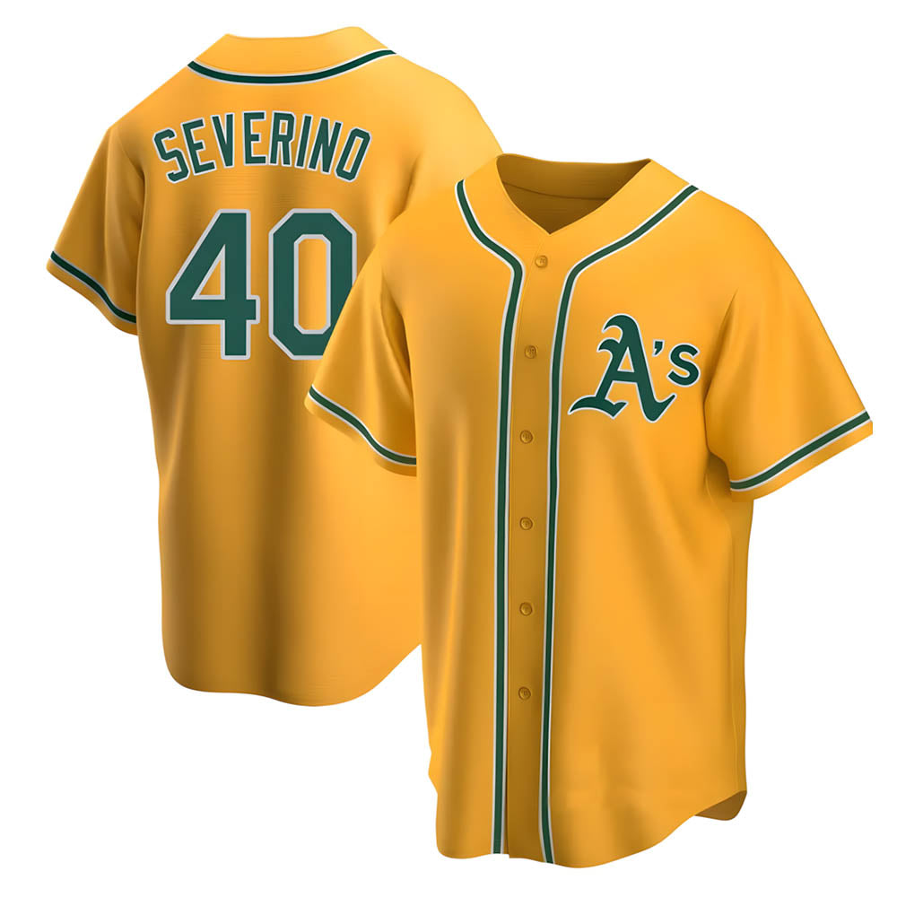 Silnrao Athletics #40 Luis Severino player Gold Replica Alternate Stitched Jersey