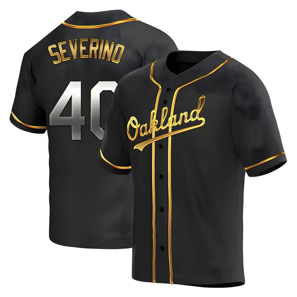 Silnrao Athletics #40 Luis Severino player Gold Replica Black en Alternate Stitched Jersey