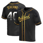 Silnrao Athletics #40 Luis Severino player Gold Replica Black en Alternate Stitched Jersey