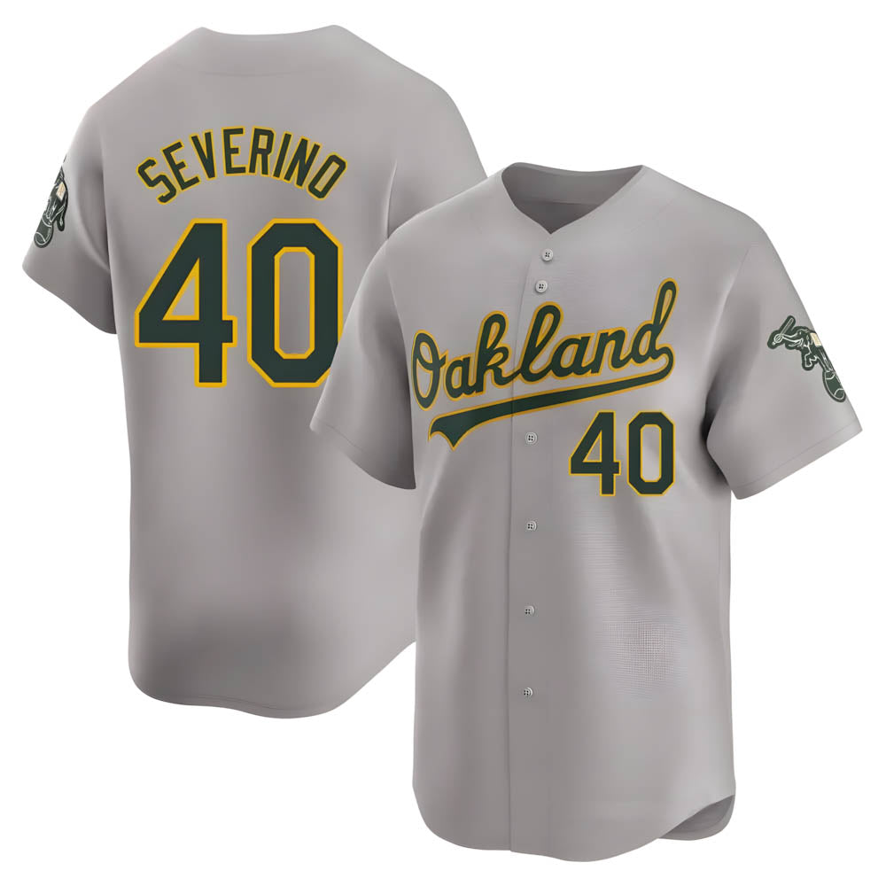Silnrao Athletics #40 Luis Severino player Gray Limited Away Stitched Jersey