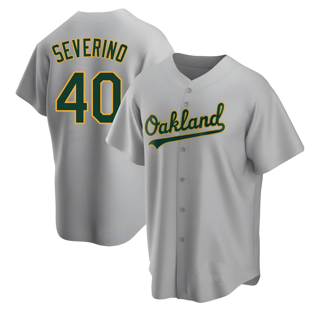 Silnrao Athletics #40 Luis Severino player Gray Replica Road Stitched Jersey