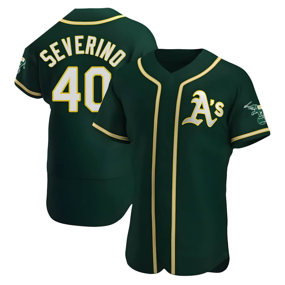 Silnrao Athletics #40 Luis Severino player Green Authentic Alternate Stitched Jersey