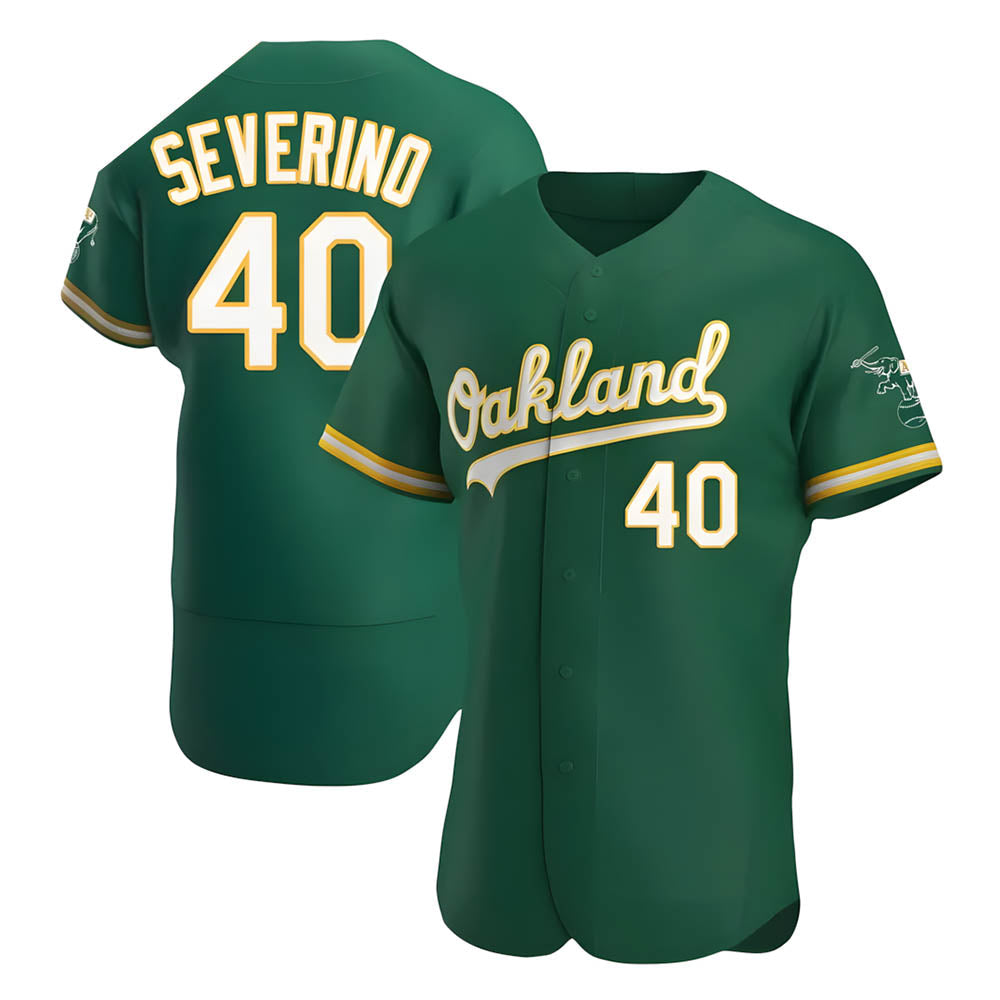 Silnrao Athletics #40 Luis Severino player Green Authentic Kelly Alternate Stitched Jersey