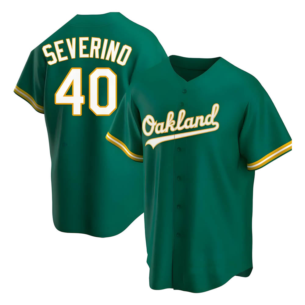 Silnrao Athletics #40 Luis Severino player Green Replica Kelly Alternate Stitched Jersey