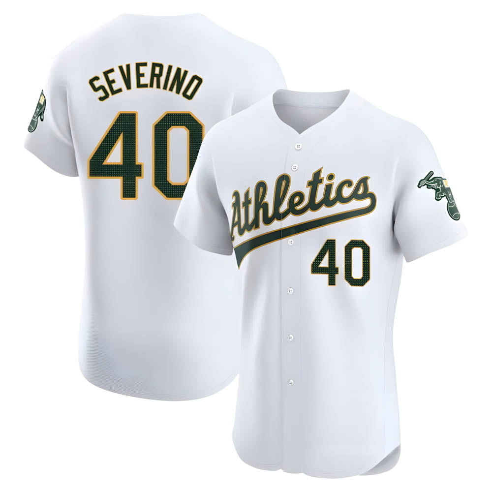 Silnrao Athletics #40 Luis Severino player White Elite Home Stitched Jersey