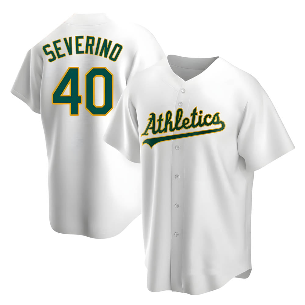 Silnrao Athletics #40 Luis Severino player White Replica Home Stitched Jersey