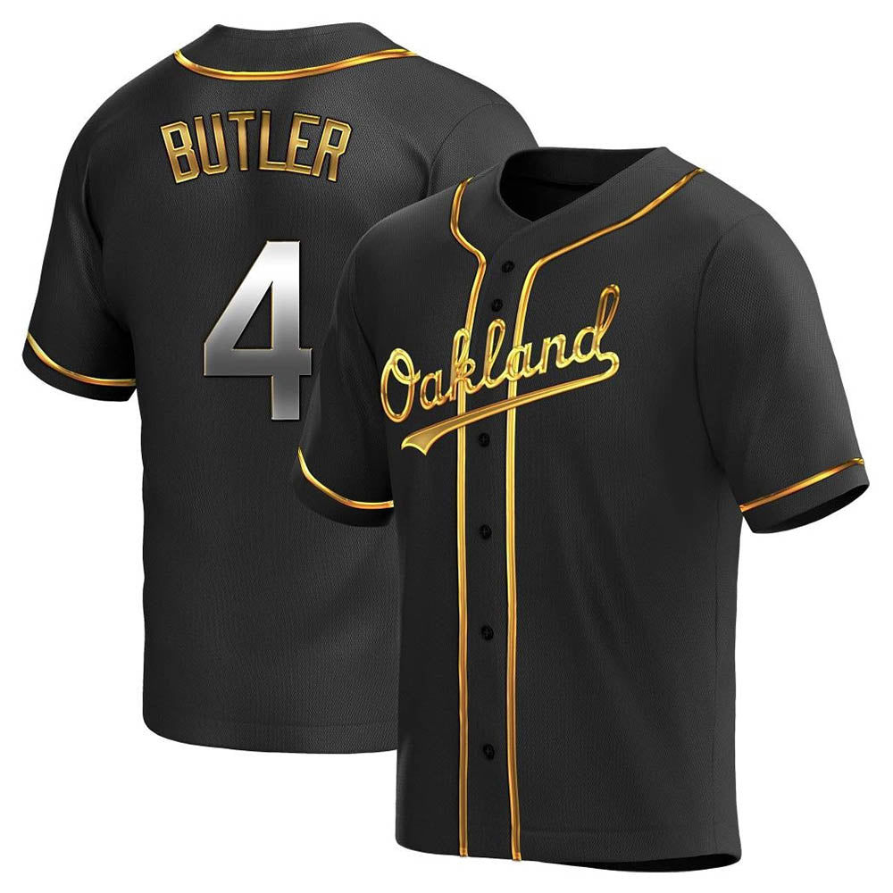 Silnrao Athletics #4 Lawrence Butler player Black Golden Replica Alternate Stitched Jersey