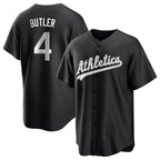Silnrao Athletics #4 Lawrence Butler player Black&White Replica Alternate Stitched Jersey