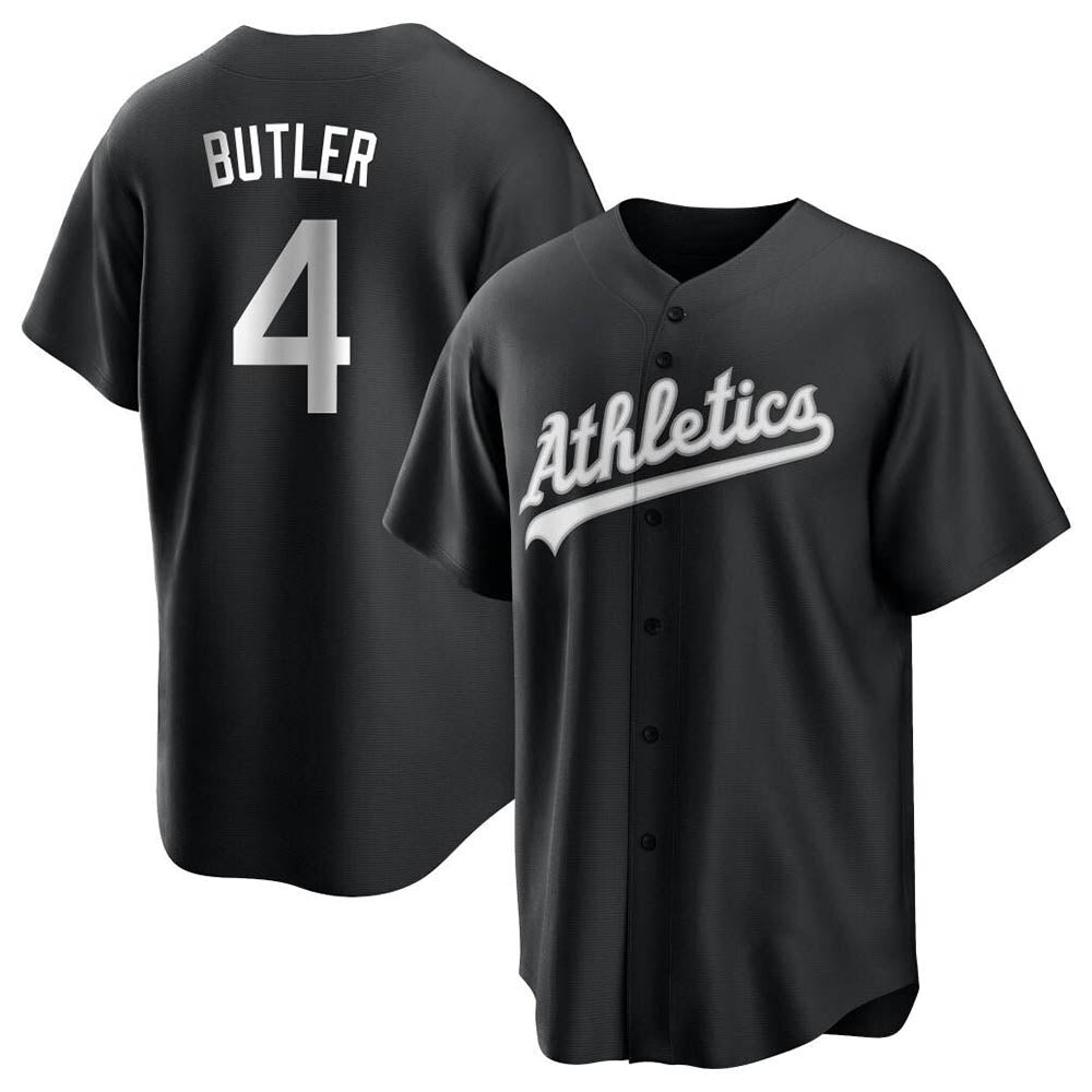 Silnrao Athletics #4 Lawrence Butler player Black&White Replica Alternate Stitched Jersey