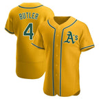 Silnrao Athletics #4 Lawrence Butler player Gold Authentic Alternate Stitched Jersey