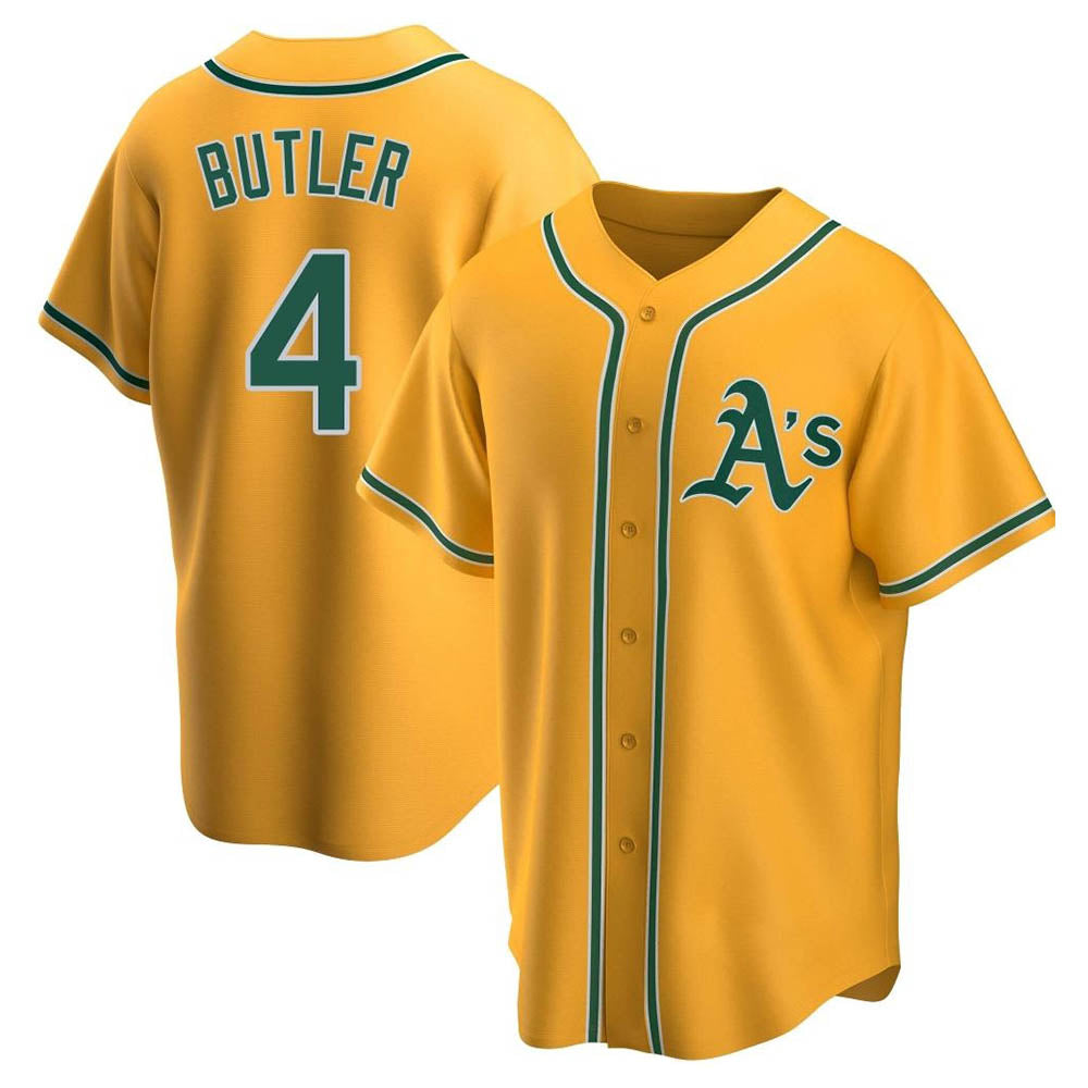 Silnrao Athletics #4 Lawrence Butler player Gold Replica Alternate Stitched Jersey
