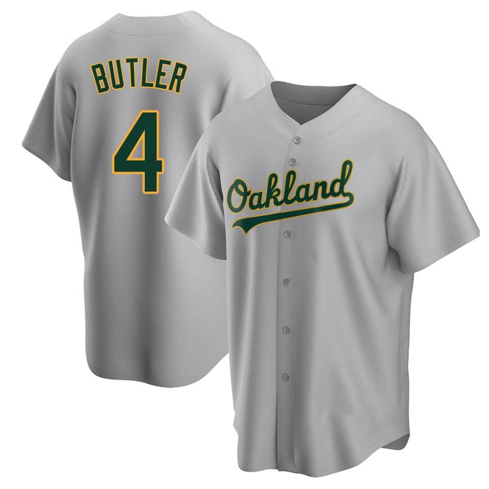 Silnrao Athletics #4 Lawrence Butler player Gray Replica Road Stitched Jersey