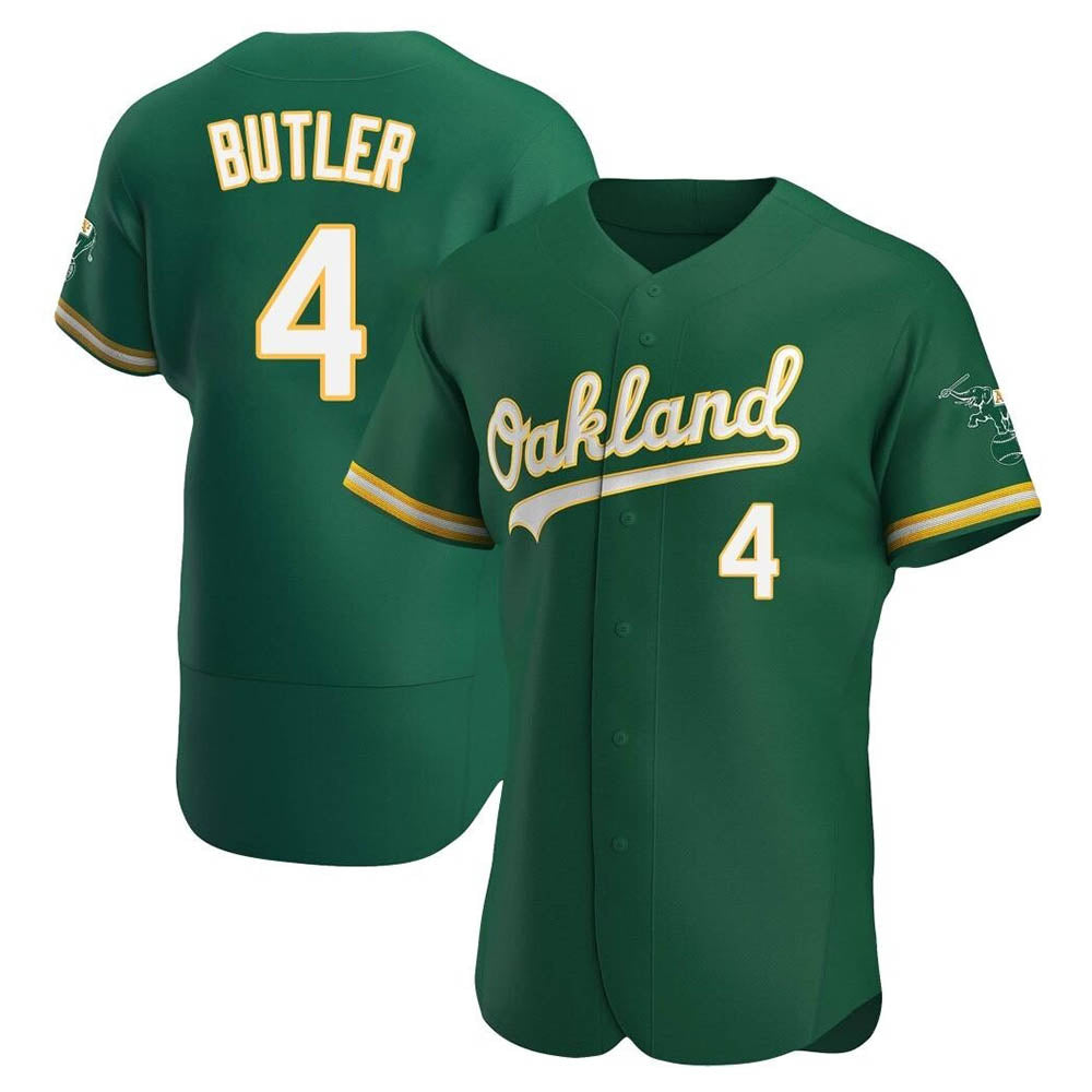 Silnrao Athletics #4 Lawrence Butler player Green Authentic Kelly Alternate Stitched Jersey