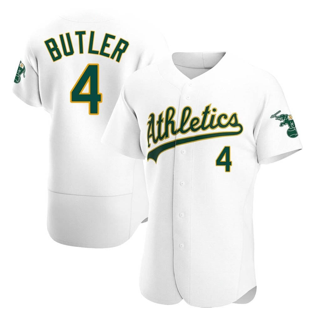 Silnrao Athletics #4 Lawrence Butler player White Authentic Home Stitched Jersey