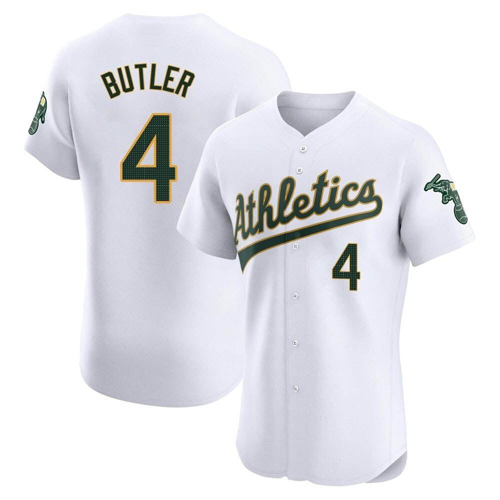 Silnrao Athletics #4 Lawrence Butler player White Elite Home Stitched Jersey
