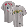 Silnrao Athletics #5 Jacob Wilson Player Gray USA 250 Fourth of July Home Game Stitched Jerseys
