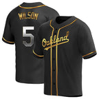 Silnrao Athletics #5 Jacob Wilson Black Golden Replica Alternate  Stitched Jersey