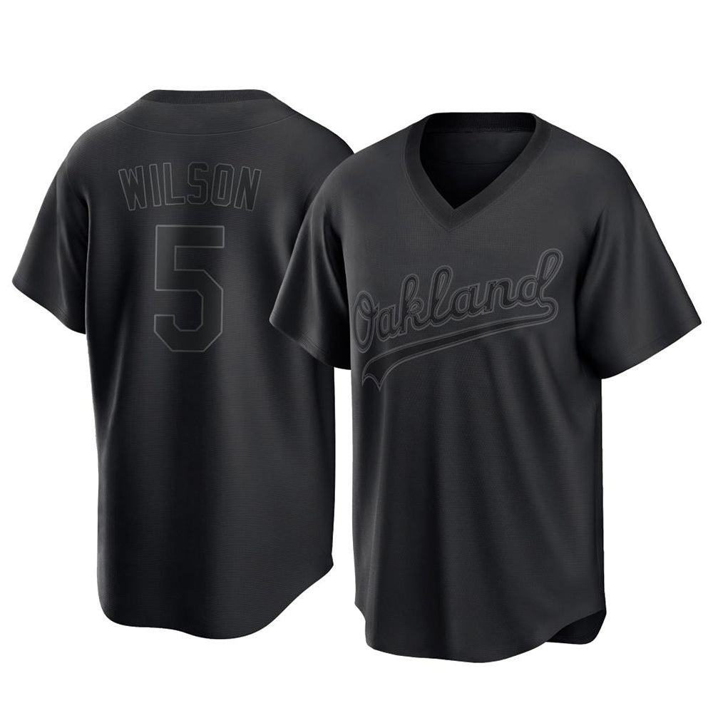 Silnrao Athletics #5 Jacob Wilson Black Replica Pitch Fashion T shirt Stitched Jersey