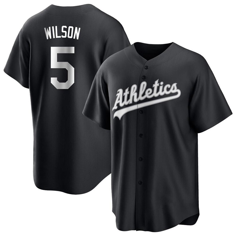 Silnrao Athletics #5 Jacob Wilson Black&White Replica Alternate Stitched Jersey