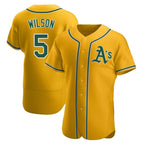 Silnrao Athletics #5 Jacob Wilson Gold Authentic Alternate Stitched Jersey