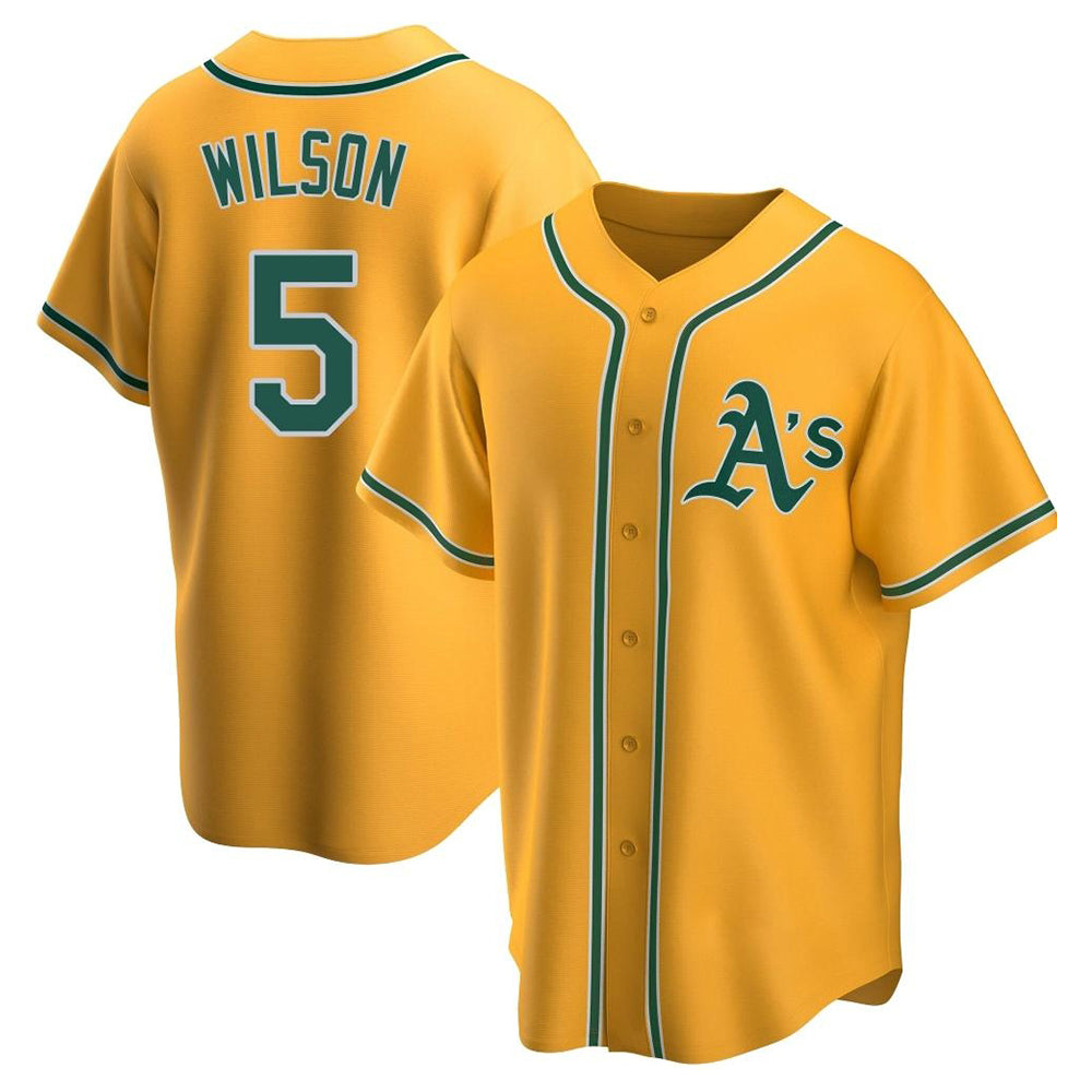 Silnrao Athletics #5 Jacob Wilson Gold Replica Alternate Stitched Jersey