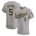 Silnrao Athletics #5 Jacob Wilson Gray Elite Road Stitched Jersey