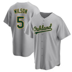 Silnrao Athletics #5 Jacob Wilson Gray Replica Road Stitched Jersey