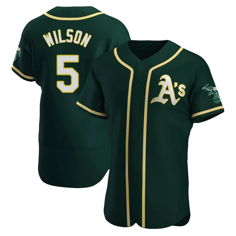 Silnrao Athletics #5 Jacob Wilson Green Authentic Alternate Stitched Jersey