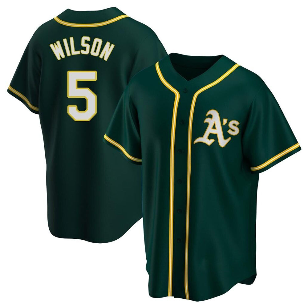 Silnrao Athletics #5 Jacob Wilson Green Replica Alternate Stitched Jersey