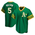 Silnrao Athletics #5 Jacob Wilson Green Replica Cooperstown Collection T shirt Stitched Jersey