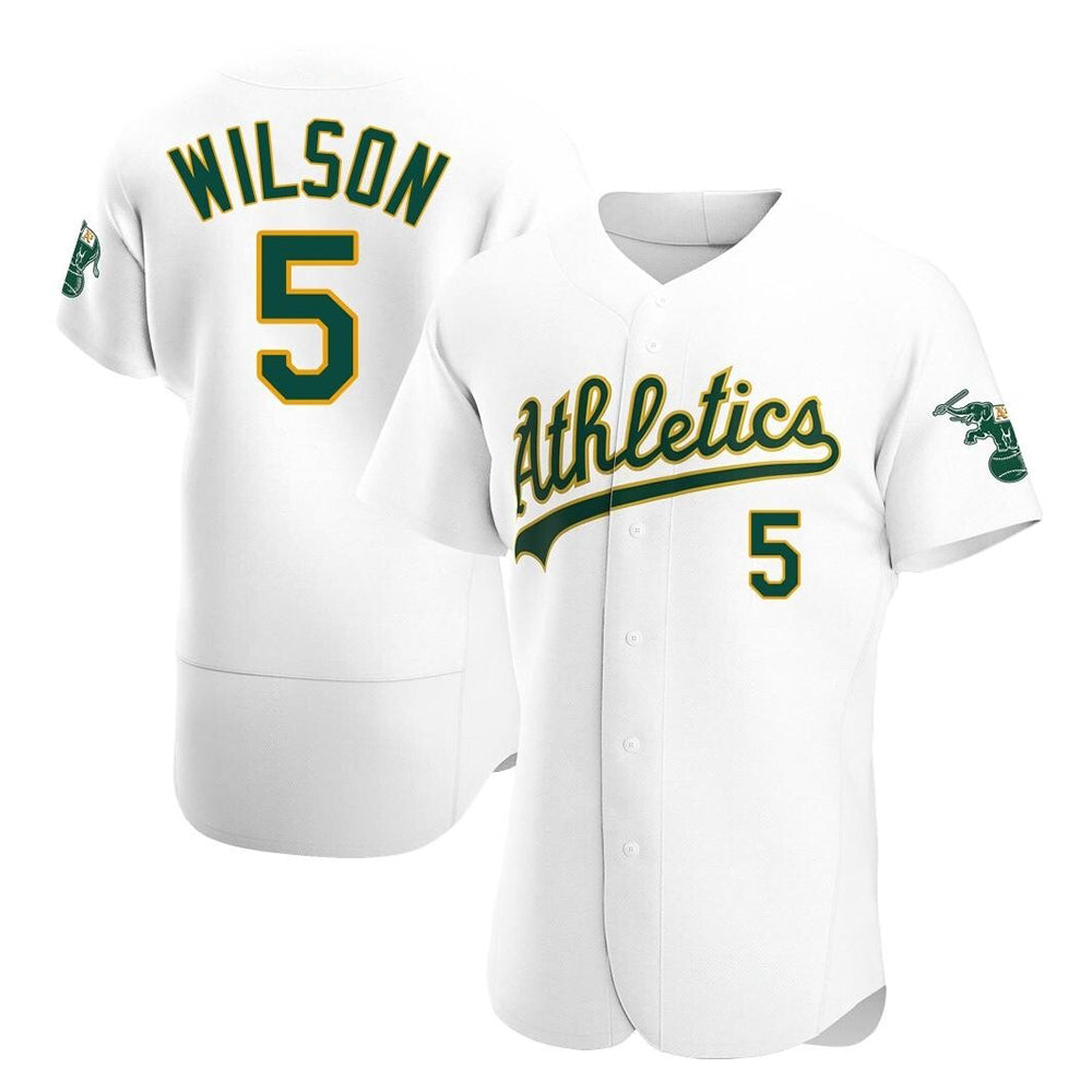 Silnrao Athletics #5 Jacob Wilson White Authentic Home Stitched Jersey
