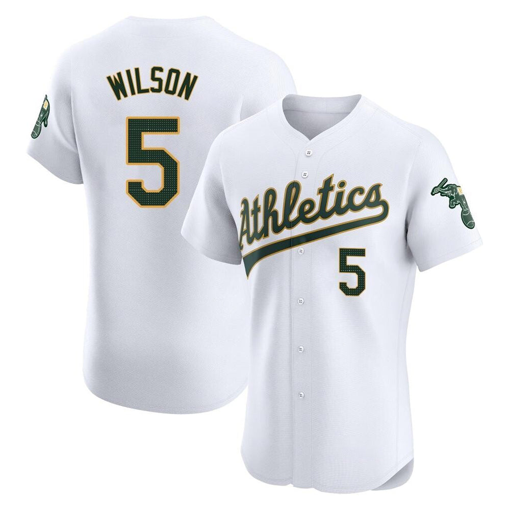 Silnrao Athletics #5 Jacob Wilson White Elite Home Stitched Jersey