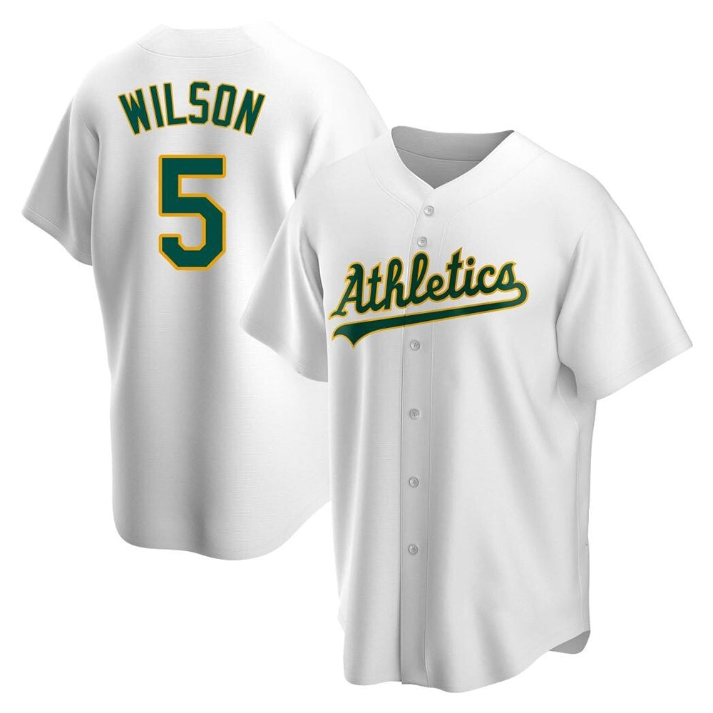 Silnrao Athletics #5 Jacob Wilson White Replica Home Stitched Jersey