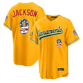 Silnrao Athletics #9 Reggie Jackson Player Gold USA 250 Fourth of July Home Game Stitched Jerseys