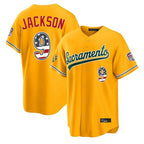 Silnrao Athletics #9 Reggie Jackson Player Gold USA 250 Fourth of July Home Game Stitched Jerseys
