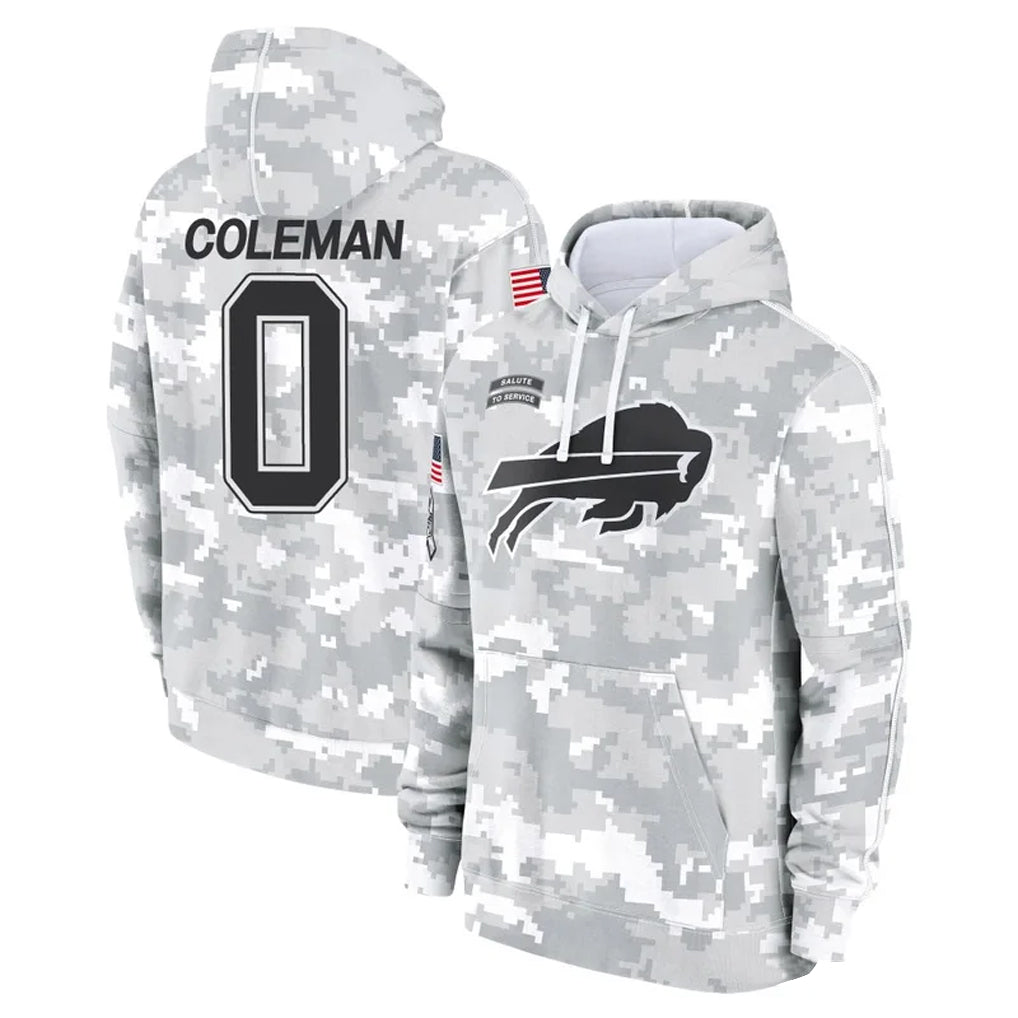 Silnrao B.Bills #0 Keon Coleman Player Arctic Camo Salute to Service Hoodies Stitched Jerseys