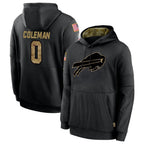 Silnrao B.Bills #0 Keon Coleman Player Salute to Service Black Hoodies Stitched Jerseys