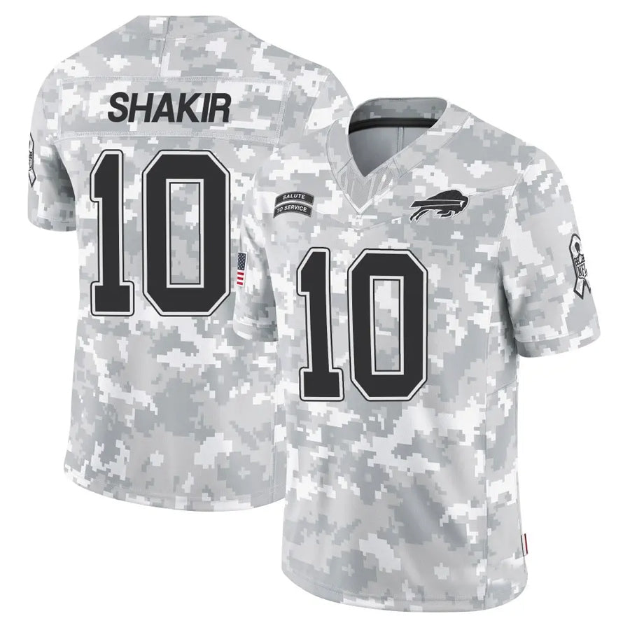 Silnrao B.Bills #10 Khalil Shakir Player Arctic Camo Salute to Service Limited  Stitched Jerseys