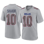 Silnrao B.Bills #10 Khalil Shakir Player Gray Replica Game Stitched Jerseys