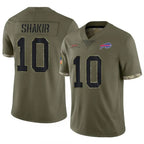 Silnrao B.Bills #10 Khalil Shakir Player Salute To Service Olive  Stitched Jerseys