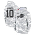 Silnrao B.Bills #10 Khalil Shakir Player Salute to Service Hoodies  Stitched Jerseys