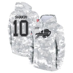 Silnrao B.Bills #10 Khalil Shakir Player Salute to Service Hoodies  Stitched Jerseys