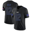 Silnrao B.Bills #12 Jim Kelly Player Limited Black Impact Stitched Jerseys