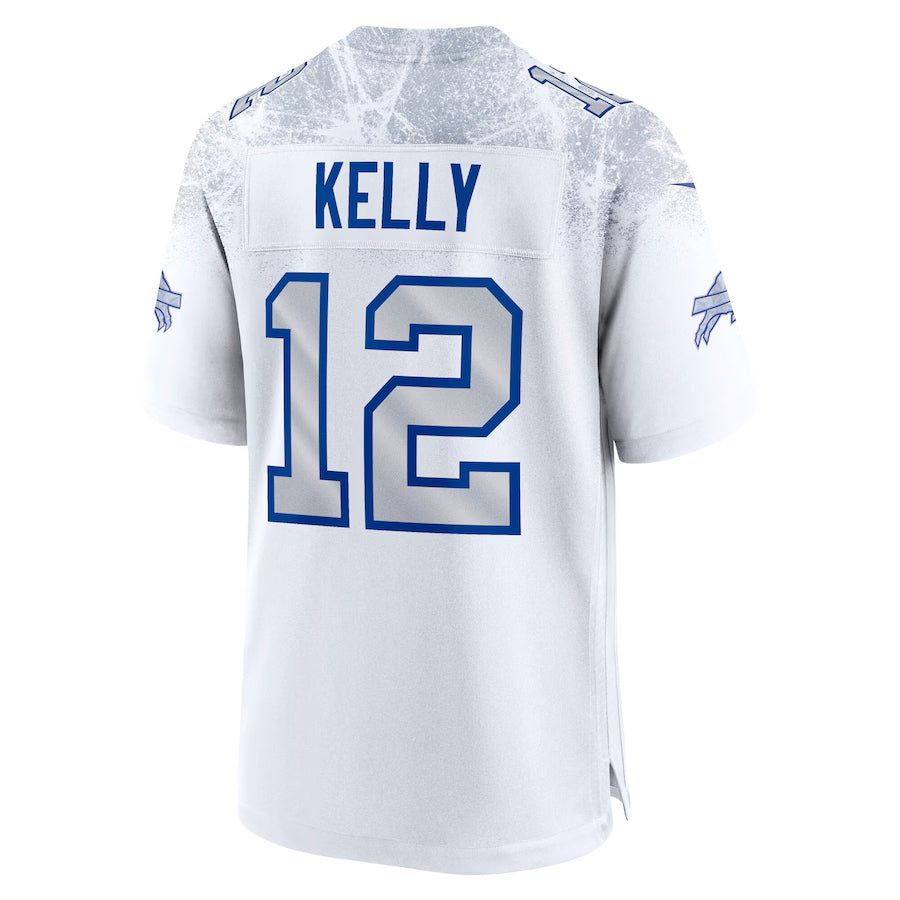 Silnrao B.Bills #12 Jim Kelly Player White Rivalries Collection Game Stitched Jerseys
